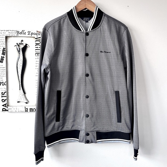 NWT Men’s Ben Sherman Herringbone Bomber Jacket Size S - Picture 1 of 7